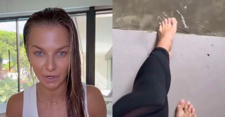 Anna Lewandowska relacjonuje powódź w Hiszpanii i moczy bosą stopę w wodzie