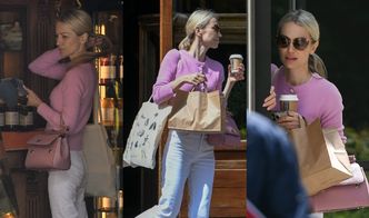 Magdalena Ogórek dzierży torebkę wartą krocie i w różowym sweterku kupuje łakocie (ZDJĘCIA)