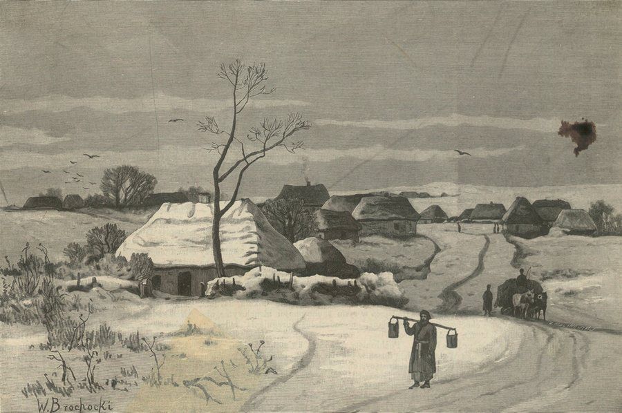 Zimowy krajobraz galicyjskiej wsi