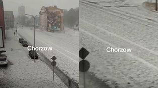 Ponad 500 tys. wyświetleń. Chorzów nagle zasypał grad. Zrobiło się biało