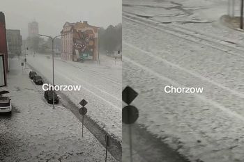 Ponad 500 tys. wyświetleń. Chorzów nagle zasypał grad. Zrobiło się biało