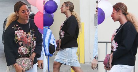 Beyonce zasłania brzuch torebką!