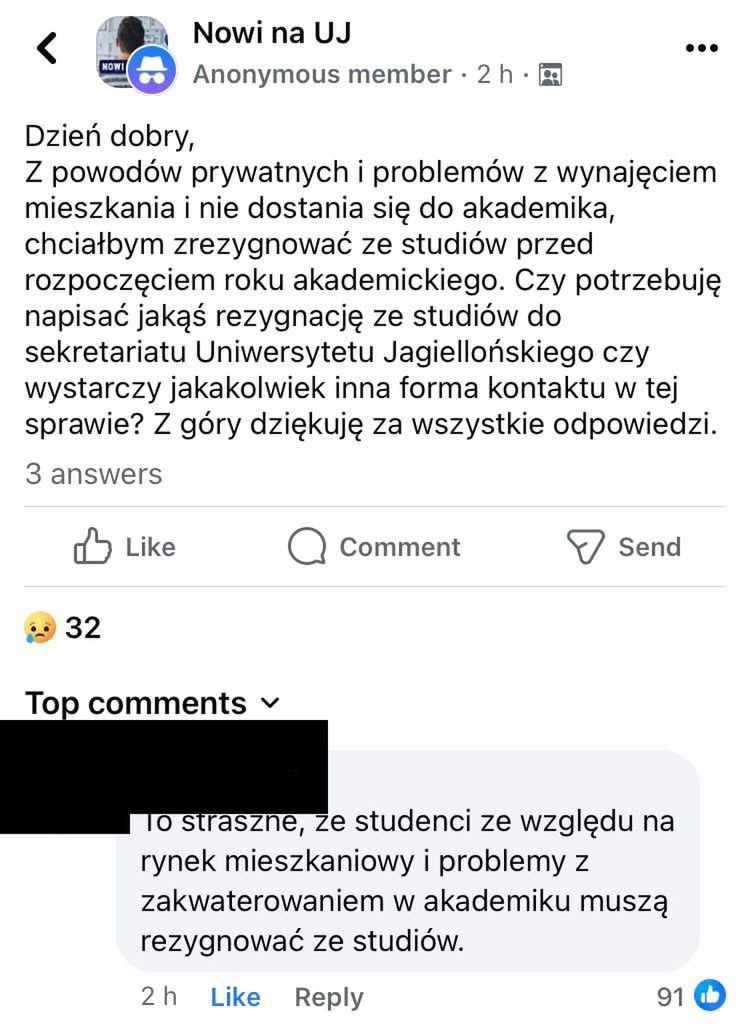 Student UJ musiał zrezygnować ze studiów