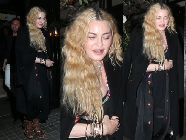 Zmęczona życiem Madonna wytacza się z ekskluzywnej londyńskiej restauracji