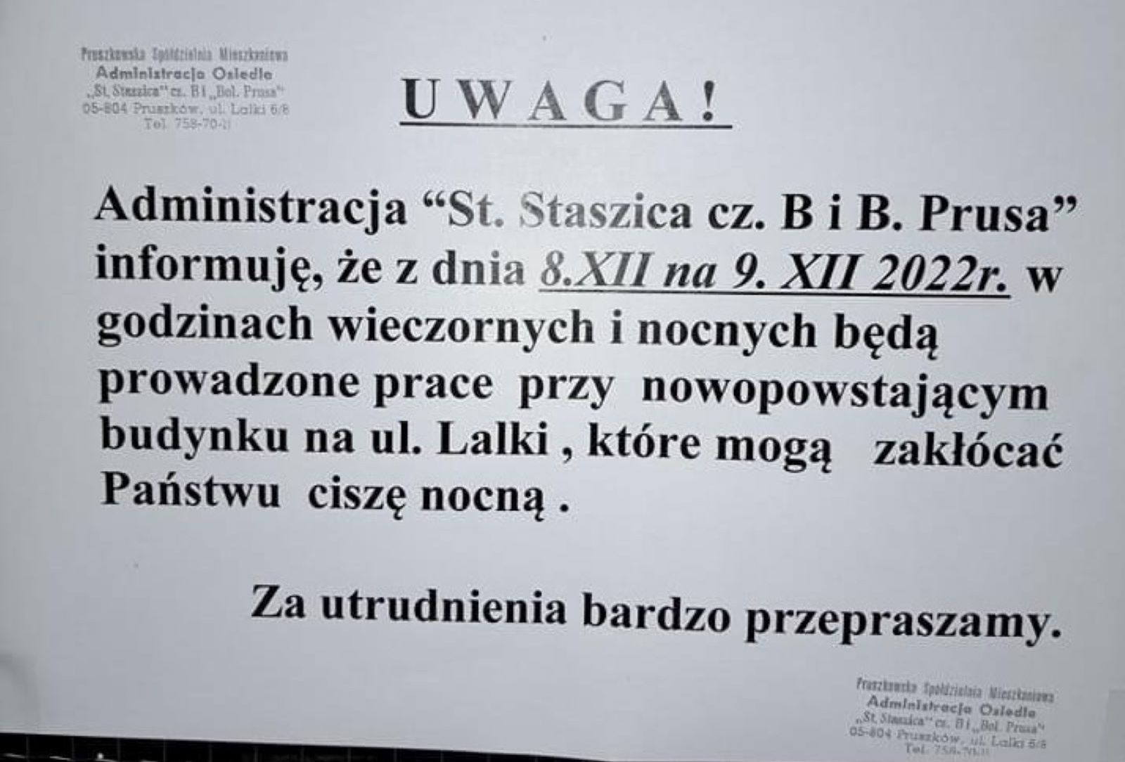 Ta kartka wisiała na klatce. Mieszkańcy nie zamierzają siedzieć cicho