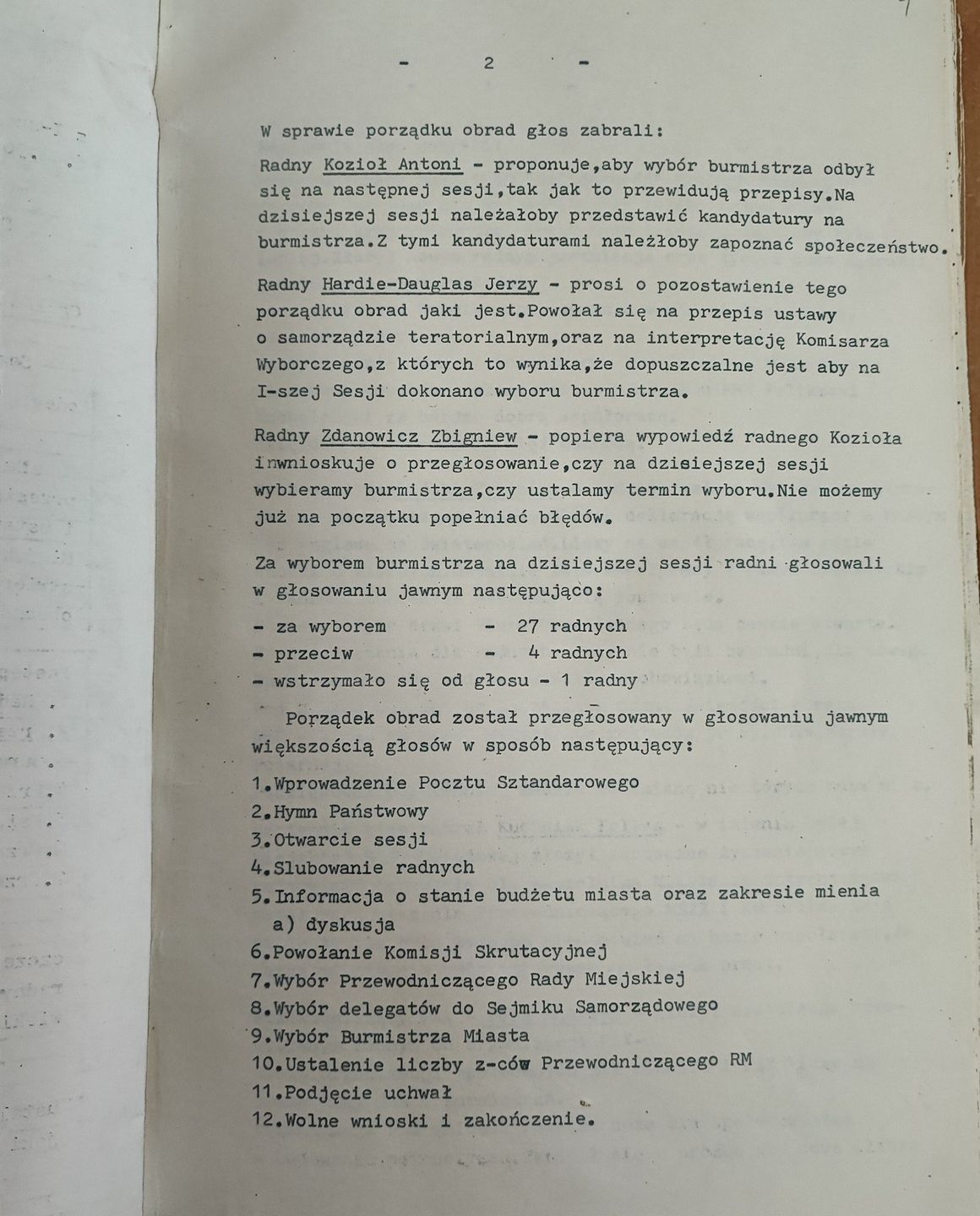 Inauguracyjna sesja Rady Miasta w Szczecinku - 6 czerwca 1990 roku