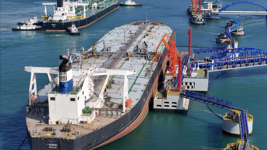 Yantai Port Crude Oil Throughput Exceeded 150 Million Tons
A very large oil tanker is being assisted by a tugboat as it berths at Yantai Port's 300,000-ton crude oil terminal in Yantai, Shandong Province, China, on April 25, 2024. (Photo by Costfoto/NurPhoto via Getty Images)
NurPhoto
port, oil, throughput, trade, energy, china, april 25, oil tanker, berthing, yantai port, 300, 000-ton, crude oil terminal, costfoto, nurphoto, maritime, port operations, energy transportation, vessel, cargo, import, export, petroleum industry, logistics, sea trade, infrastructure, nautical, ocean freight, chinese ports, marine traffic, oil shipment, dock, mooring.