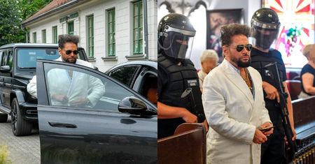 Krzysztof Rutkowski ŚWIĘCI kolekcję swoich aut, uczestnicząc w nabożeństwie w asyście ochroniarzy. Chcielibyście tam być? (ZDJĘCIA)