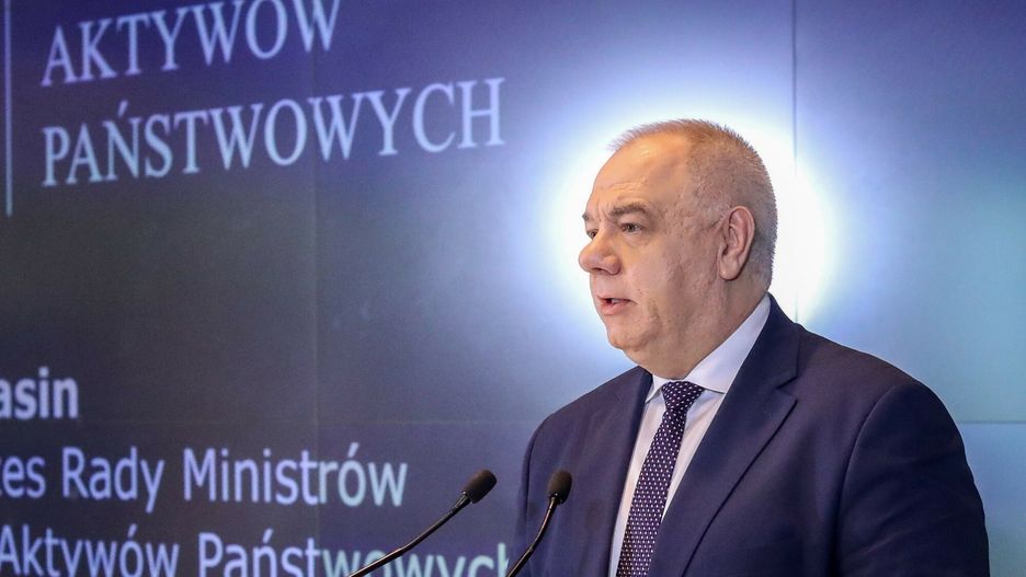 Konferencja na GPW nt. wynik�w sp�?ek gie?dowych07.04.2022 Warszawa, Konferencja pt. "Rekordowe wyniki spolek fundamentem bezpieczenstwa gospodarczego panstwa", fot Tomasz Jastrzebowski/REPORTER
n/z: Jacek SasinTomasz Jastrzebowski/REPORTER