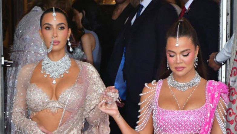 Kim and Khloe were caught filter-free at a lavish Ambani wedding