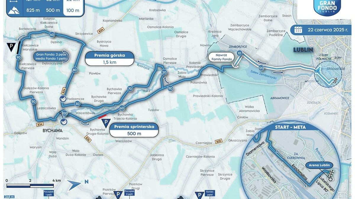 Trasa wyścigu kolarskiego PZU Gran Fondo Lublin