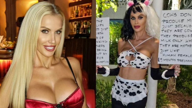 Aneta Glam przebrana za krowę protestuje na ulicach Miami