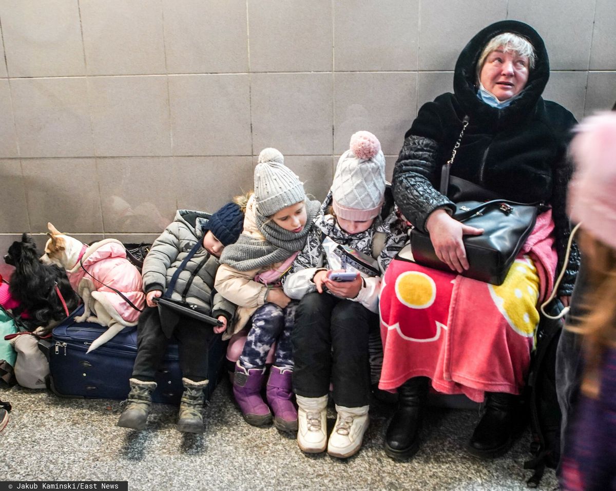 Uchodźcy z Ukrainy na dworcu w Przemyślu, marzec 2022