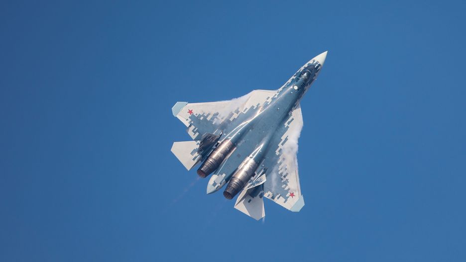 ZHUHAI, CHINA - NOVEMBER 12: A Russia's Sukhoi Su-57 stealth fighter jet performs in the sky during the 15th China International Aviation and Aerospace Exhibition, or Airshow China 2024, on November 12, 2024 in Zhuhai, Guangdong Province of China. The Airshow China kicks off on November 12 in Zhuhai. (Photo by VCG/VCG via Getty Images)