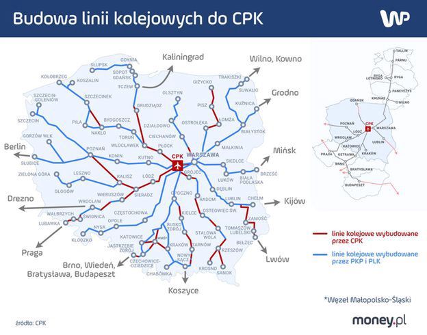 Projekt linii kolejowych prowadzących do CPK