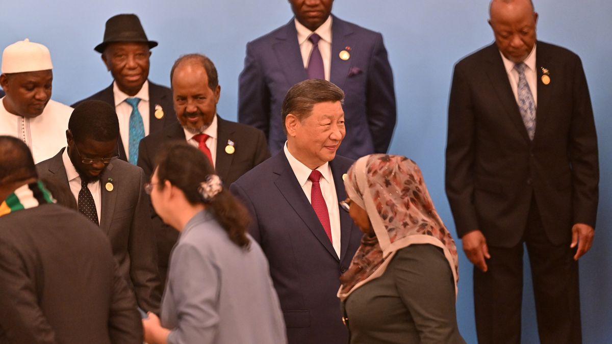 BEIJING, CHINA - SEPTEMBER 5: Chinese President Xi Jinping (C) and leaders from African nations prepare to pose for a group photo prior to the Forum on China-Africa Cooperation (FOCAC) at The Great Hall of People on September 5, 2024 in Beijing, China. The diplomatic forum between China and African nations is held once every three years and is taking place in Beijing from September 4 through 6. (Photo by Adek Berry - Pool/Getty Images)