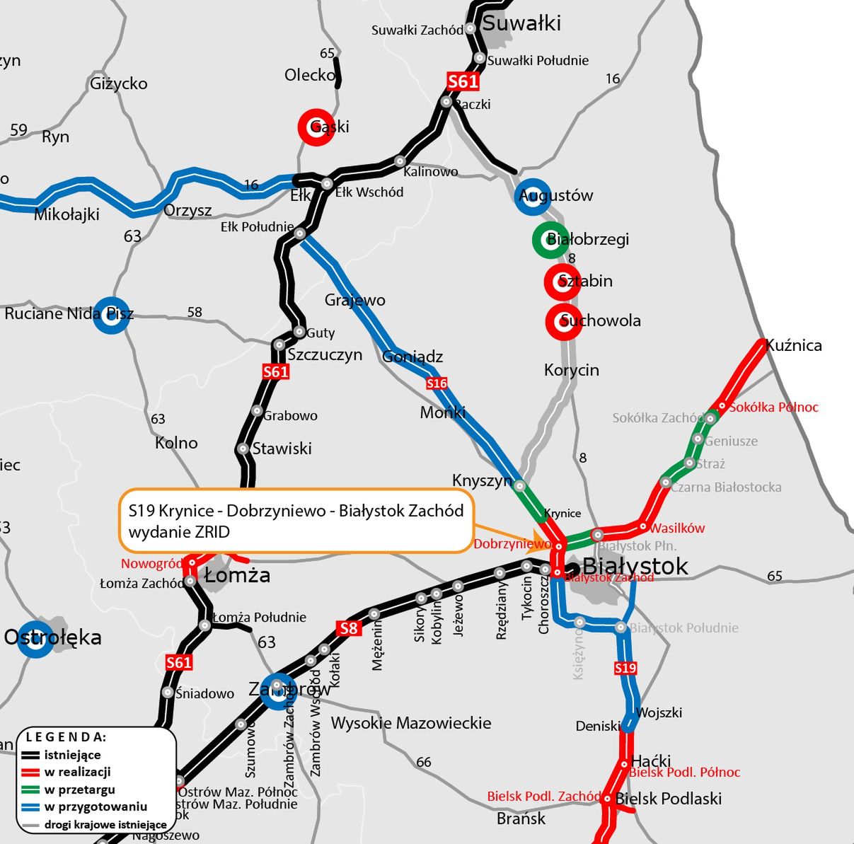Od marca tego roku jest już w budowie ponad 10-kilometrowy odcinek S19 Krynice - Dobrzyniewo - Białystok Zachód