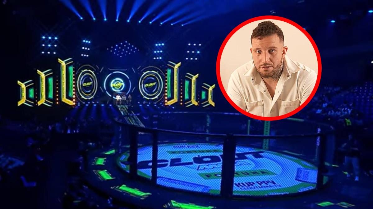Na zdjęciu: obiekt, na którym odbyła się gala Clout MMA, w kółeczku Michał 'Boxdel' Baron