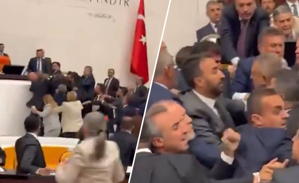 Turkish parliament in chaos as opposition MP demands jailed peer's release