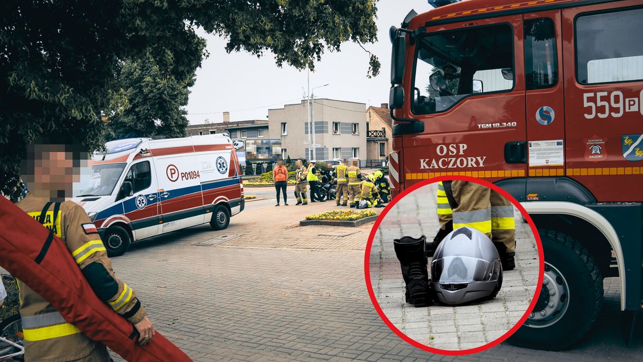 Poważy wypadek w Kaczorach. 44-letnia motocyklista trafiła do szpitala