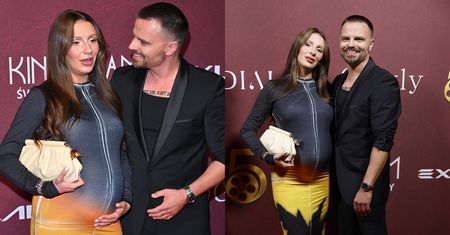 Ciężarna Dominika Serowska EKSPONUJE BRZUSZEK w obcisłej kiecce na ściance u boku Marcina Hakiela (ZDJĘCIA)
