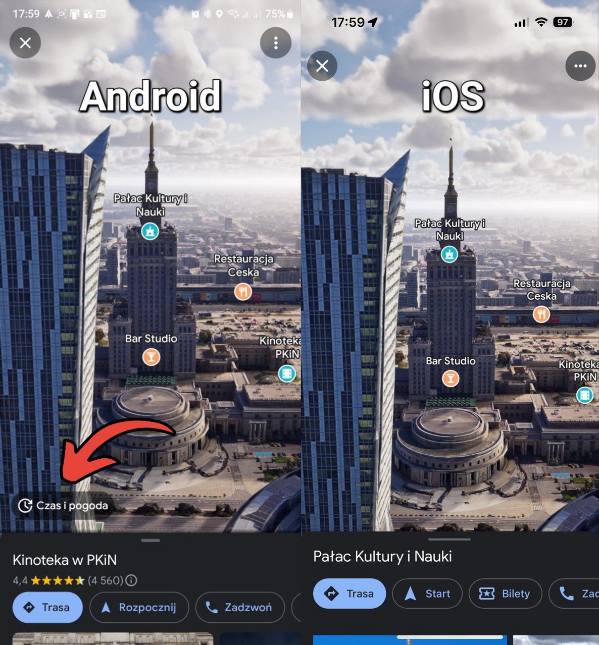 Immersive View w wersji na Androida i iOS