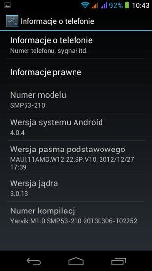 Yarvik Ingenia X1 - informacje o telefonie