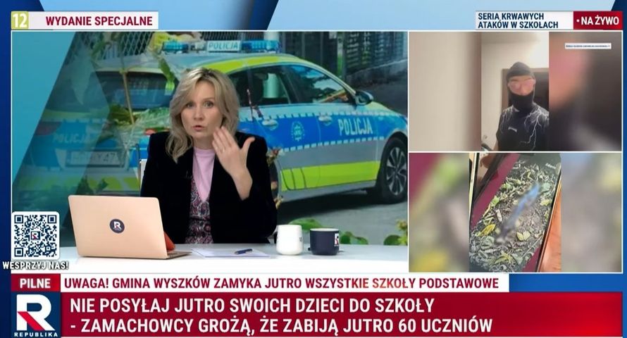 Policja apeluje ws. dezinformacji o atakach w szkołach. Republika: nie posyłajcie dzieci