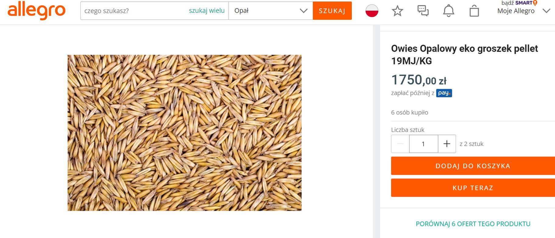 Przez internet można zamówić "owies na opał"