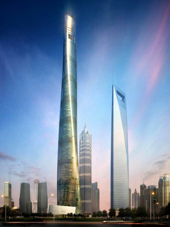 Zakręcona wieża Shanghai Tower będzie najwyższa w Chinach 2