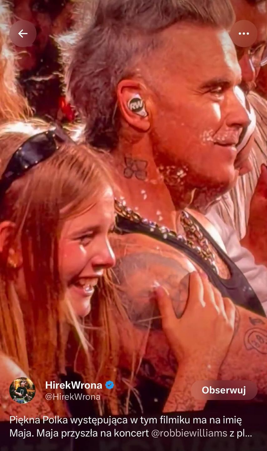 Uroczy moment na koncercie Robbiego Williamsa