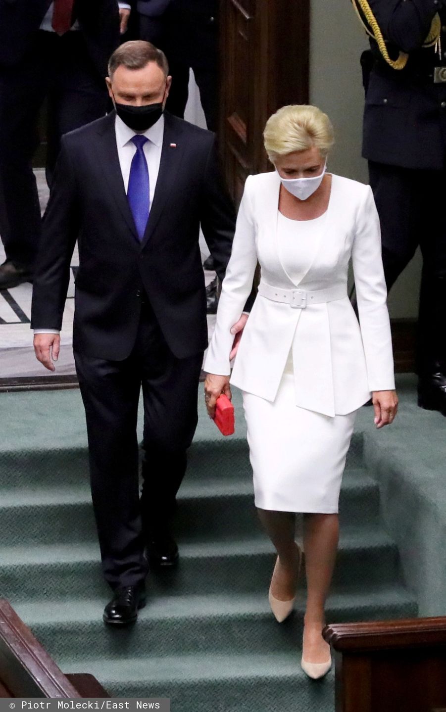 Zaprzysiężenie Andrzeja Dudy na prezydenta Polski. Na zdjęciu Andrzej Duda z żoną, Agatą Kornhauser-Dudą