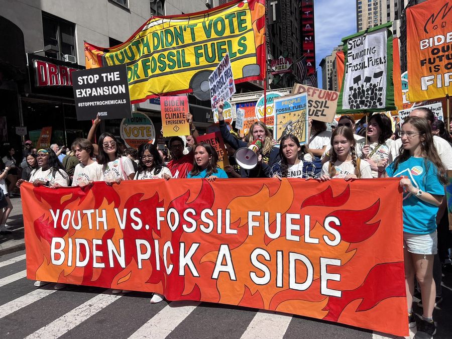 Thousands of people protest in New York against fossil fuels