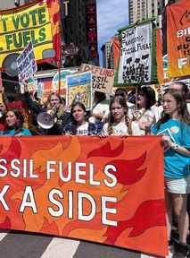 Thousands of people protest in New York against fossil fuels