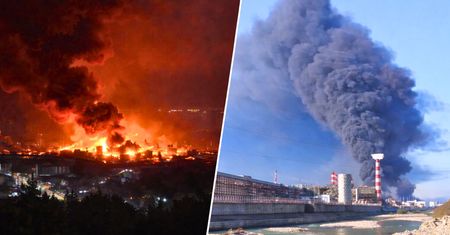 Kule ognia nad Morzem Czarnym. Tak wygląda teraz ważny port Rosjan