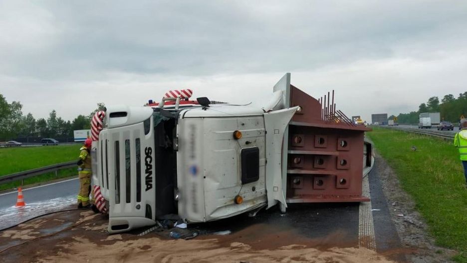 Mysłowice. Autostrada z powodu wypadków ciężarówek była przez kilka godzin nieprzejezdna. 