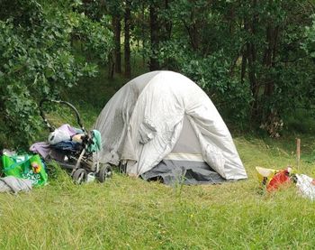 Bezdomni rozbili obóz nad Zalewem Witoszówka. Interwencja służb