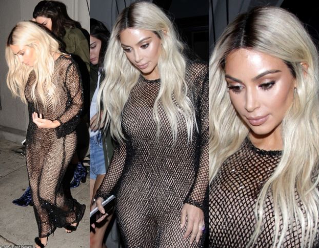 Kim Kardashian w ażurowej "sukience" (ZDJĘCIA)