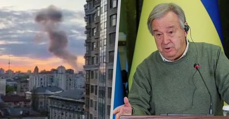 "Pocztówka z Moskwy?". Atak na Kijów rakietami w trakcie wizyty szefa ONZ