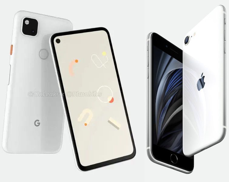 Pixel 4a (wizualizacja) i iPhone SE