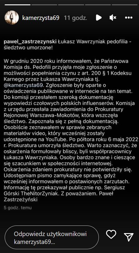 Kamerzysta - śledztwo umorzone