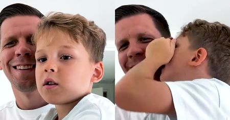 Liam Szczęsny SKRADŁ UWAGĘ podczas wywiadu Wojciecha Szczęsnego. Tak zareagował, gdy zapytano go o zmianę klubu taty (WIDEO)