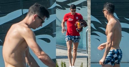 Euro 2020: Robert Lewandowski prezentuje FIT-SYLWETKĘ w kolorowych kąpielówkach (ZDJĘCIA)