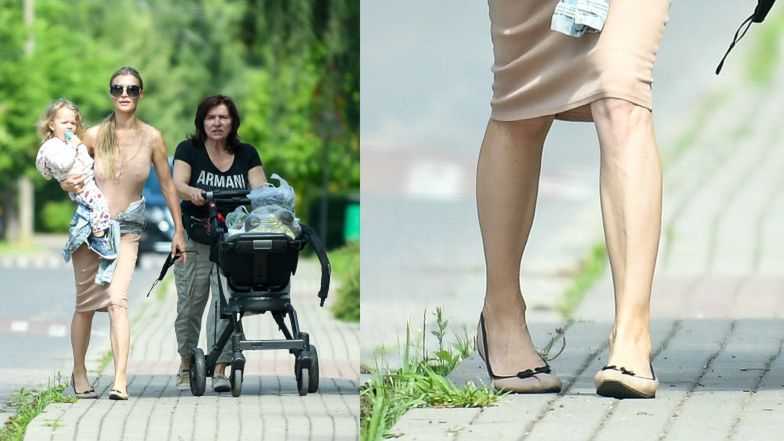 Joanna Krupa na spacerze z mamą i córką