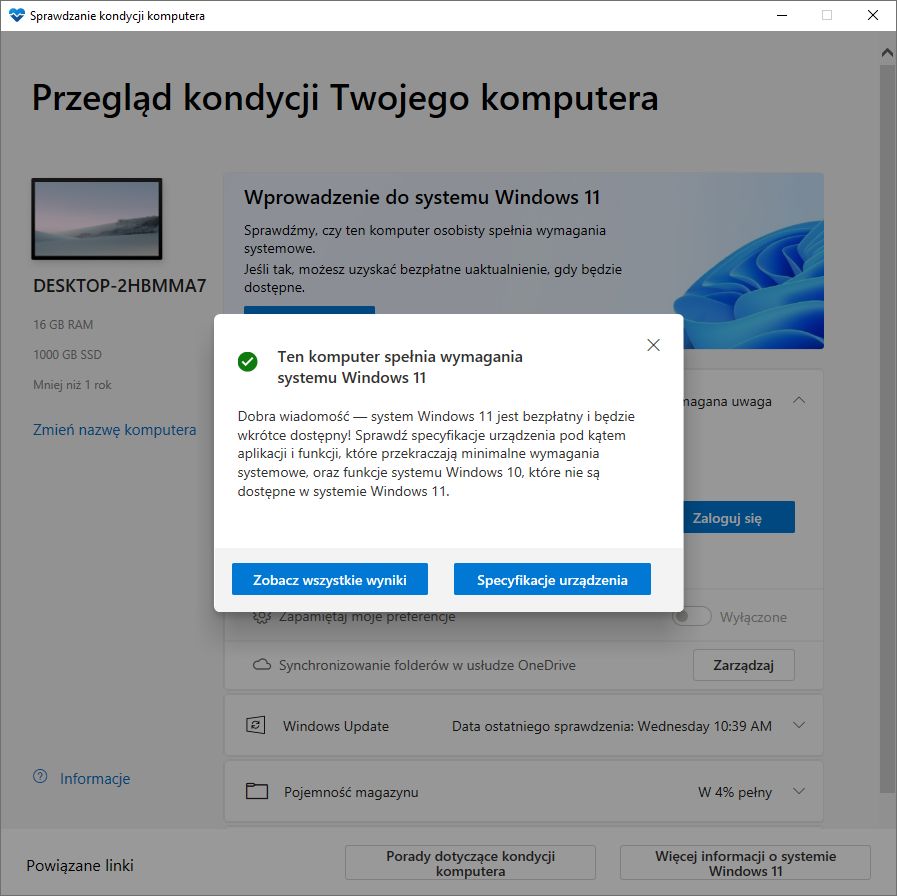 Aplikacja do sprawdzania kondycji komputera Windows 11