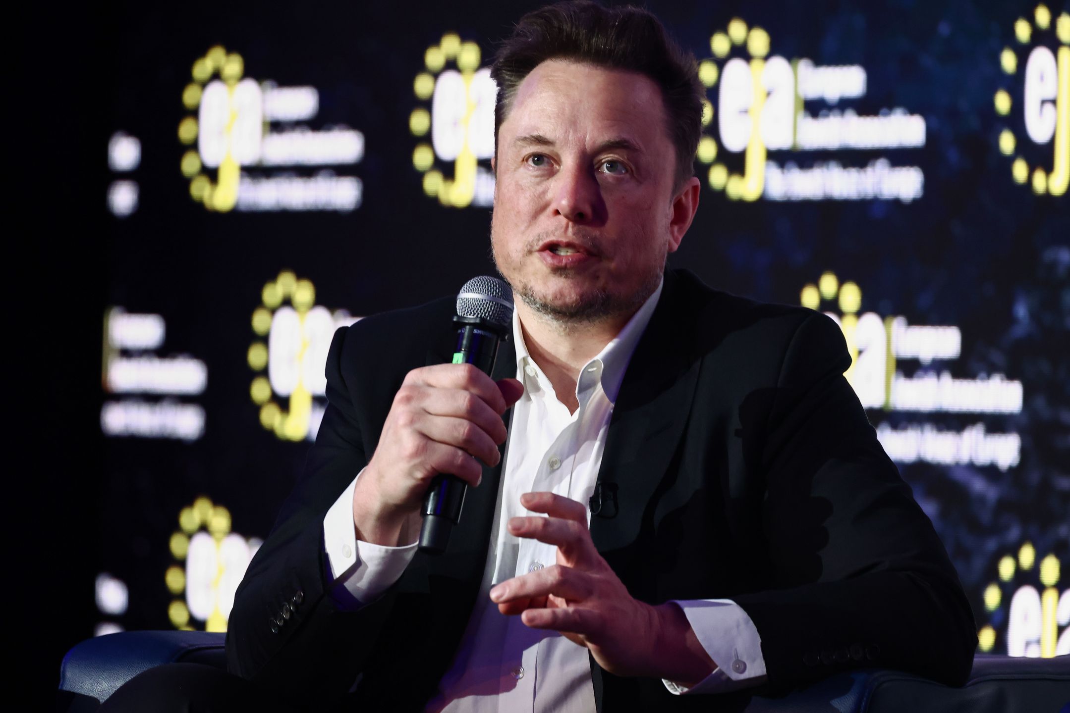 Elon Musk, owner of Tesla and the X (formerly Twitter) platform, attends a symposium on fighting antisemitism titled 'Never Again : Lip Service or Deep Conversation' in Krakow, Poland on January 22nd, 2024. Musk, who was invited to Poland by the European Jewish Association (EJA) has visited the Auschwitz-Birkenau concentration camp earlier that day, ahead of International Holocaust Remembrance Day.  (Photo by Beata Zawrzel/NurPhoto via Getty Images)