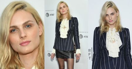 Andreja Pejic odsłania długie nogi w skórzanej mini