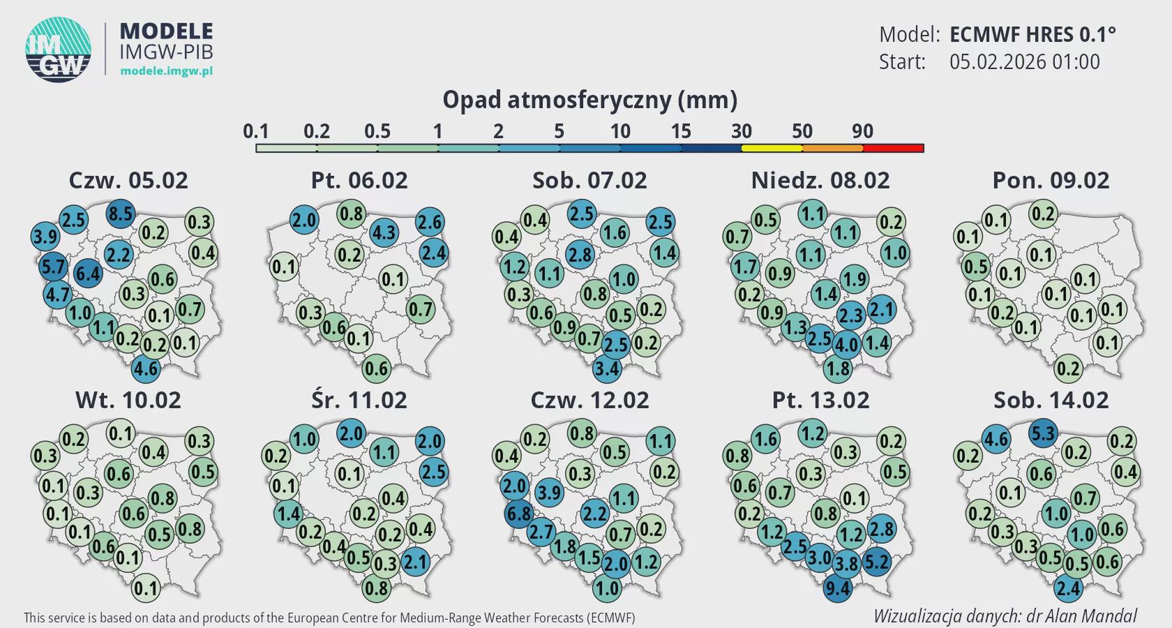 Prognoza pogody IMGW na 12 lutego 2025 roku.