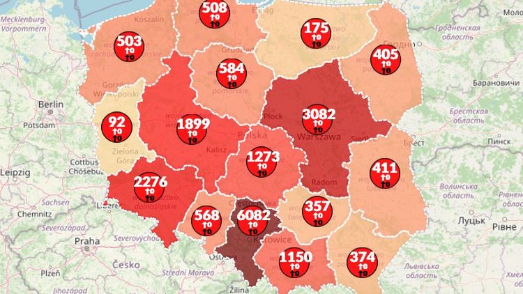 Mapa zakażeń koronawirusem w Polsce [21 maja 2020]