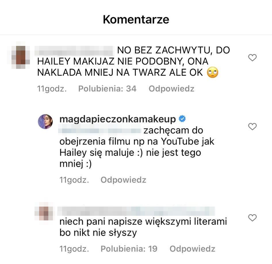 Komentarze pod nagraniem Oliwii Bieniuk